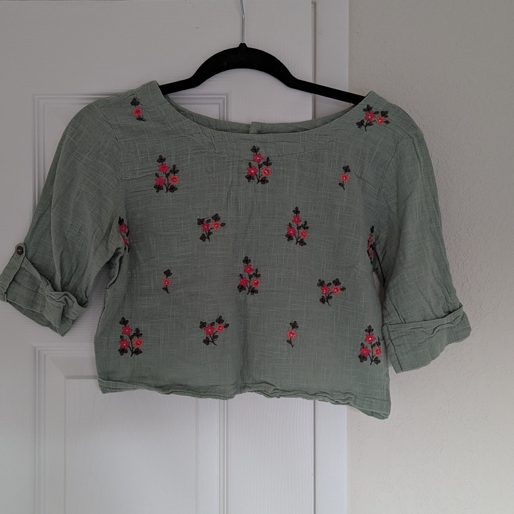 Embroidered Green Top